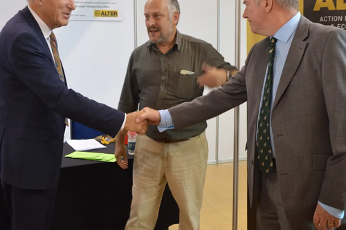 Sir Vince Cable meets David Cooper, ALTER secretary, and Joseph Bourke, Chair, at the Bournemouth Stand